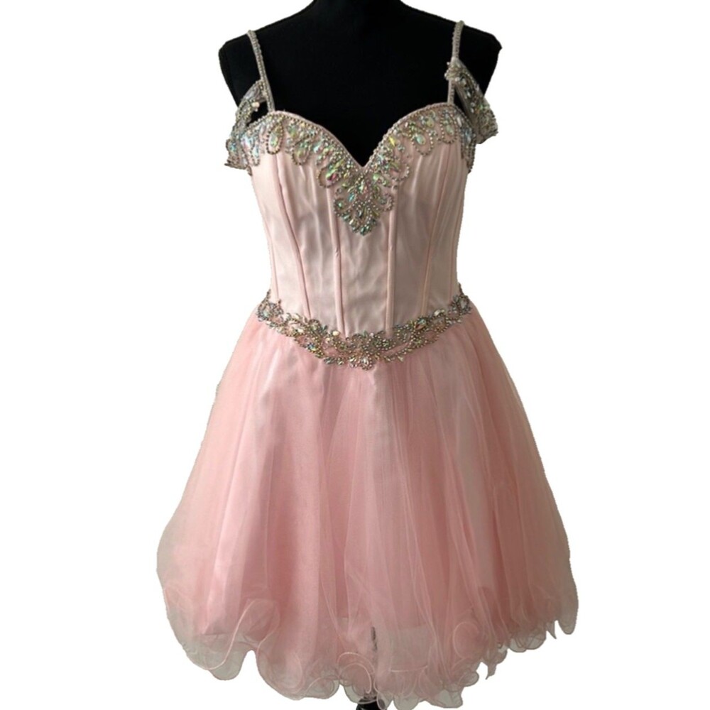 Damas  Pink Dress  Off Shoulder Beaded Corset  Party Size Medium